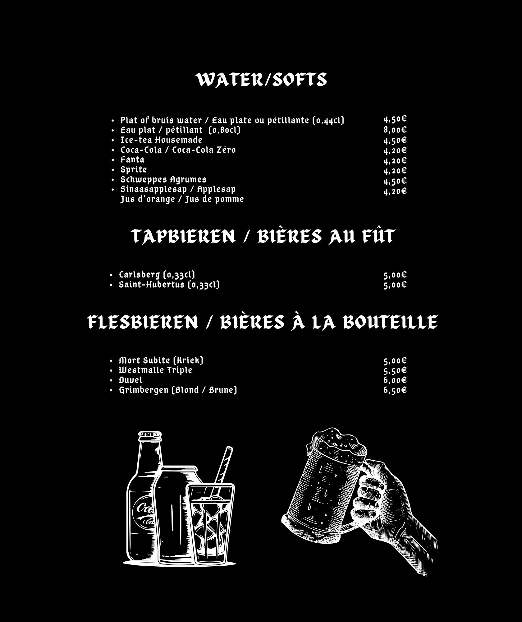 Dranken – softs en bieren